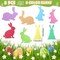 8 Pcs Easter Yard Signs with Stakes Outdoor Garden Bunny Lawn Signs Decorative Bunny Yard Stakes Rabbit Easter Decorations for Easter Hunt Game Home Spring Props Party Supply (Lively Style)